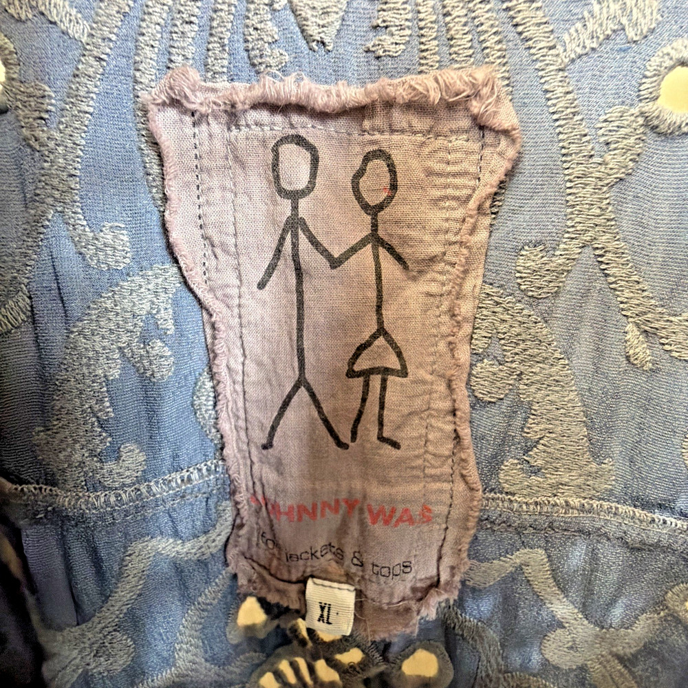 Johnny Was Velvet Cutout Drop Sleeve Tie Front Tunic Top #1365 Size XL - Picture 8 of 8